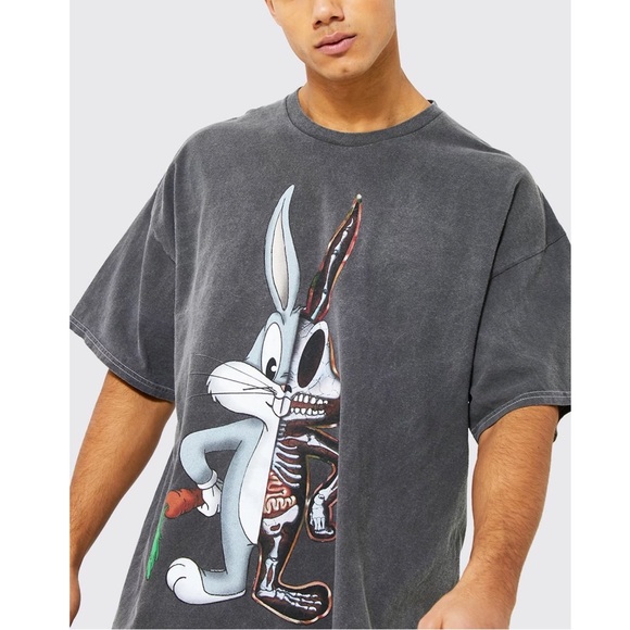 OVERSIZED BUGS BUNNY SKELETON HALLOWEEN T-SHIRT - Picture 2 of 5